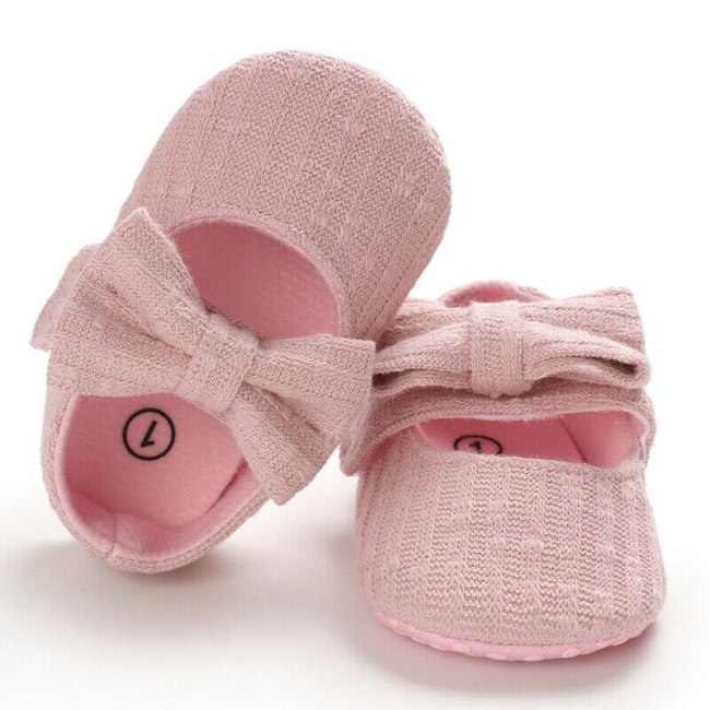 Baby First Walkers Newborn Infant Girls Princess Moccasins Bowknot Solid Soft Shoes