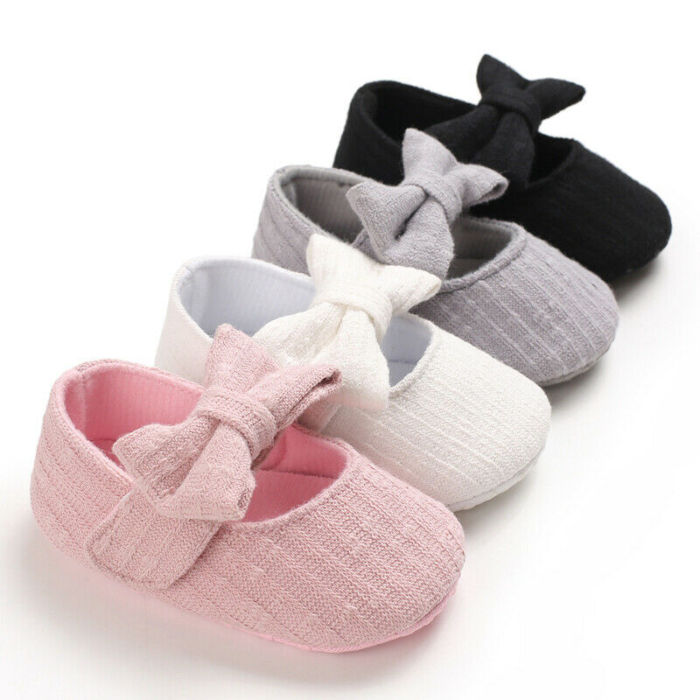 Baby First Walkers Newborn Infant Girls Princess Moccasins Bowknot Solid Soft Shoes