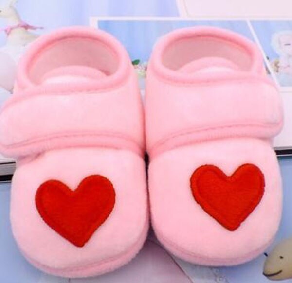 Red Heart Newborn Infant Prewalkers Crib Shoes Nonslip Baby Shoes