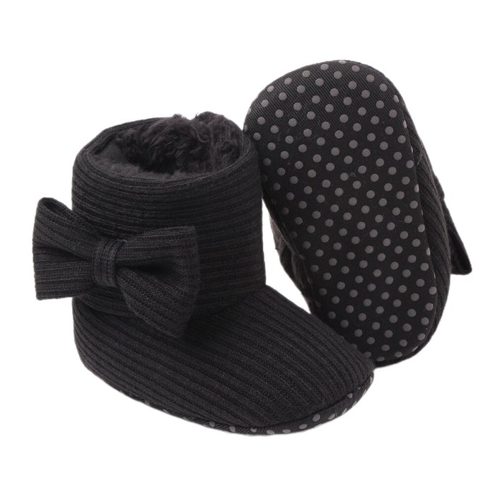 Newborn Toddler Baby Snow Boots Soft Sole Anti-Slip Crib Shoes Winter Warm Cozy Bowknot Booties
