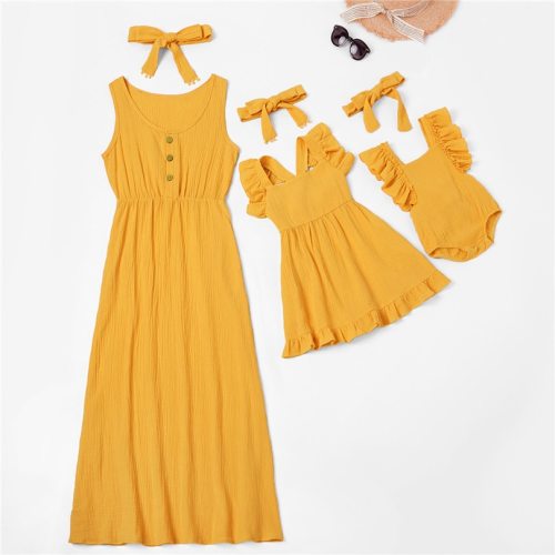 Mom And Daughter Dress Family Look Sleeveless Mommy And Me Clothes Family Matching Outfits