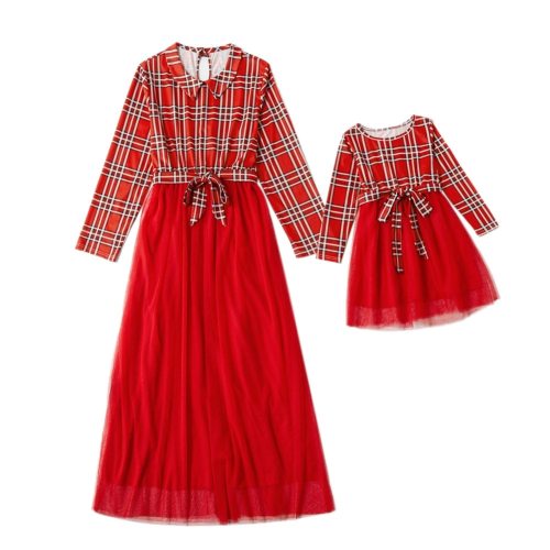 Christmas Dresses Family Look matching Outfit Mommy and me Party Princess Plaid Dress Elegant