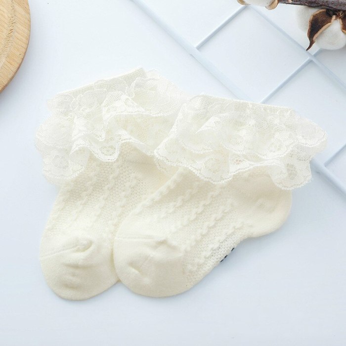 Baby Lace Socks Children's Girls Breathable Ruffled Socks 0-2 Years Old