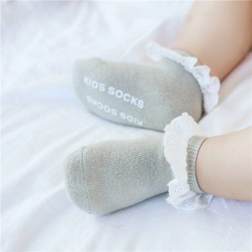 3 pairs baby socks lace ruffle bow newborn baby stuff floor anti slip socks