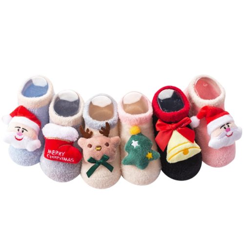 Newborn Baby Anti Slip Socks Winter Warm Thick Infant Baby Cartoon Christmas Socks
