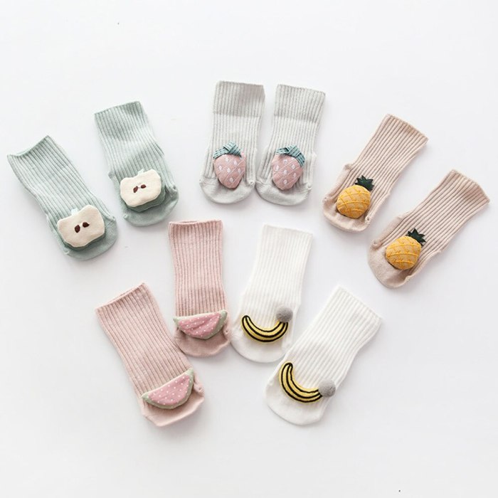 Cotton Baby Socks Cartoon Fruit Newborn Socks Rubber Anti Slip Infant Floor Socks