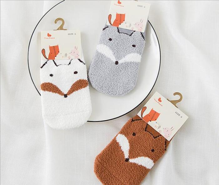 3 Pairs/lot Children's Super Soft Warm Socks Feather Yarn Short Socks
