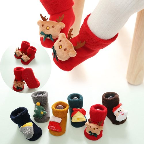 Children's Christmas Doll Baby Socks Keep Warm Elk Kids Infant Toddler Non-Slip Socks