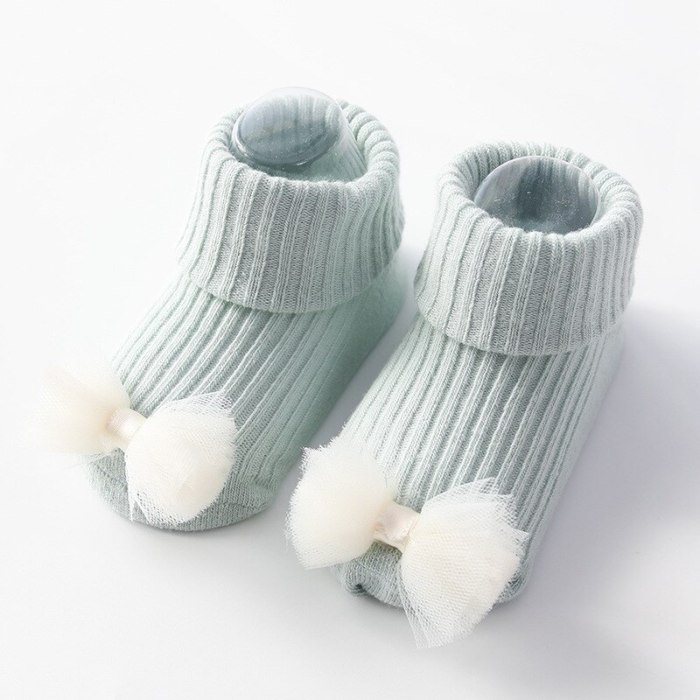 Newborn Baby Girl Cotton Socks Toddler Baby Anti-slip Sock Cute 3D Flower Bowknot Floor Socks