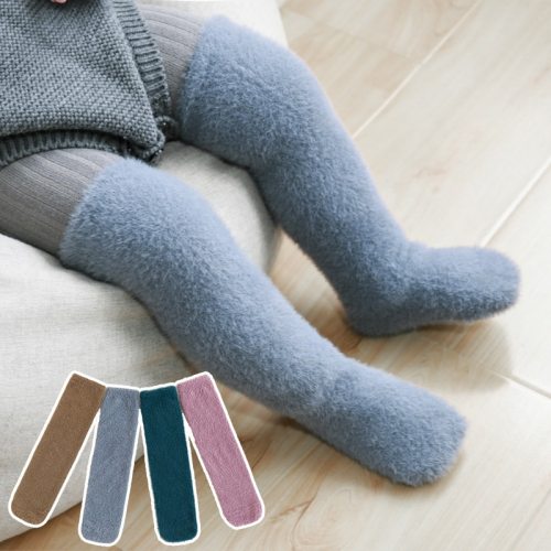 Winter Warm Coral Fleece Socks Soft Wool Baby Knee High Socks Infant Toddler Christmas Socks