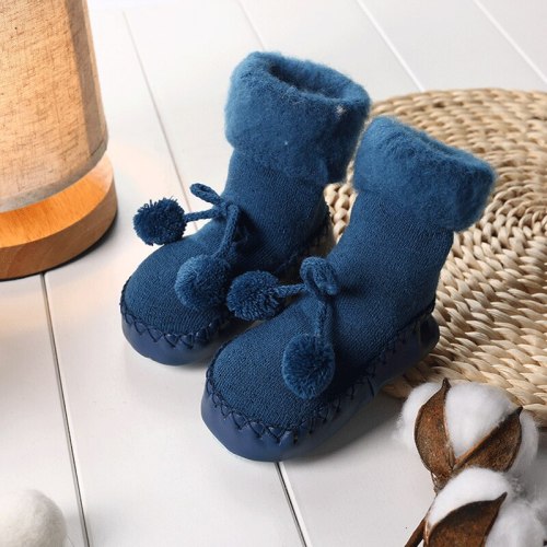 Baby Socks Shoes Newborn Baby Floor Socks Anti Slip Soft Solid Thicken Warm Butterfly Knot Sock