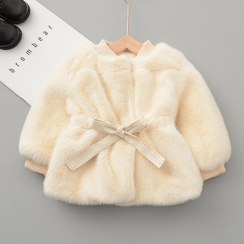 Baby Girls Winter Outerwear Fashion Velvet Warm Girls Waist Jacket Coat