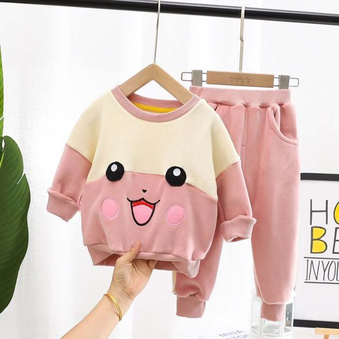 Cute Children's Winter Suit Thicken Toddler Girl Clothes Casual Sweater Trousers 2Pcs Pajamas Set