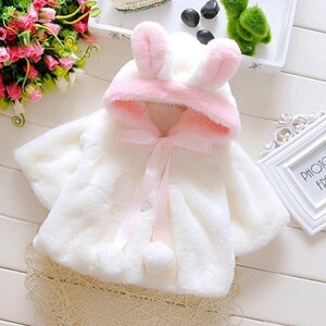 Rabbit Infant girl baby clothes fashion coat cute cartoon ear shape furry coat