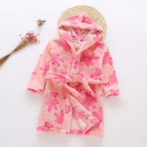 Children Home Wear Bathrobe Cute Printting Kids Winter Warm Nightgown Soft Pajamas For Girls