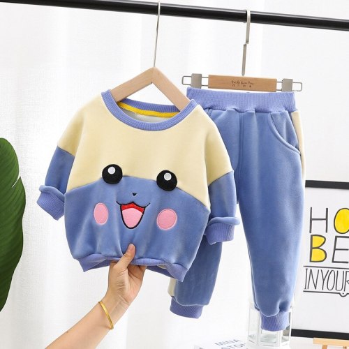 Cute Children's Winter Suit Thicken Toddler Girl Clothes Casual Sweater Trousers 2Pcs Pajamas Set