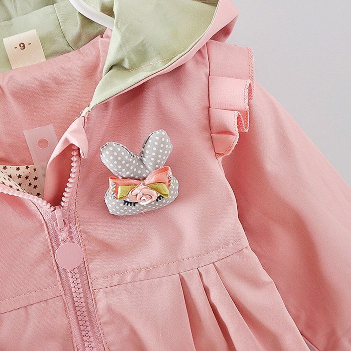 Kids Jacket For Girls Toddler Baby Girls Rabbit Ear Hooded Windproof Coat Outwear Casual Clothes