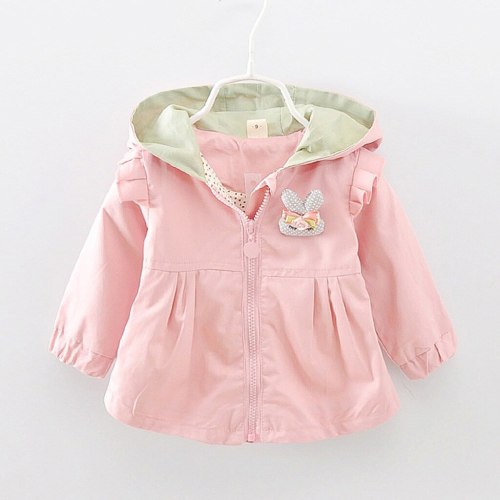 Kids Jacket For Girls Toddler Baby Girls Rabbit Ear Hooded Windproof Coat Outwear Casual Clothes