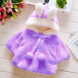 Rabbit Infant girl baby clothes fashion coat cute cartoon ear shape furry coat
