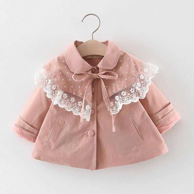 Kids Clothes Toddler Baby Children Girls Solid Lace Windproof Coat Outwear Casual Clothes Jackets