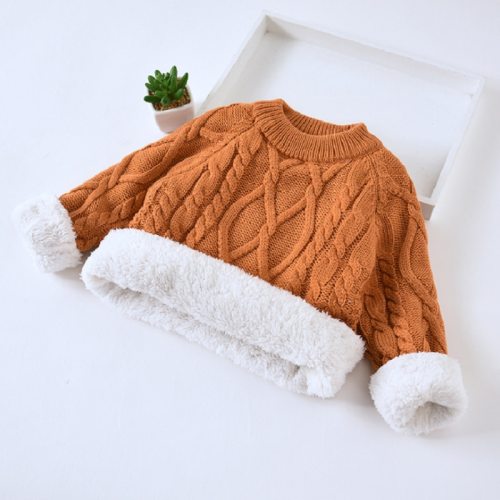 Children's clothing plus velvet thickening winter baby pullover Children's sweater
