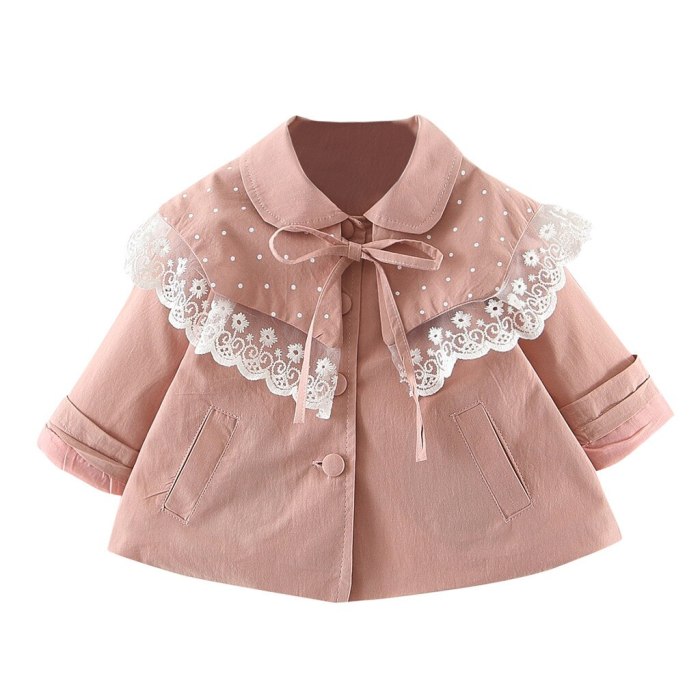 Kids Clothes Toddler Baby Children Girls Solid Lace Windproof Coat Outwear Casual Clothes Jackets