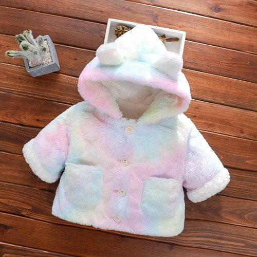 Winter Warm Baby Coat Cute Hooded Jackets Girls Fleece Cartoon Bear Infant Sweaters Hoodies
