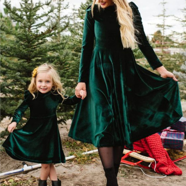 Mother daughter dress full sleeve mommy and me dresses clothes family matching outfits look