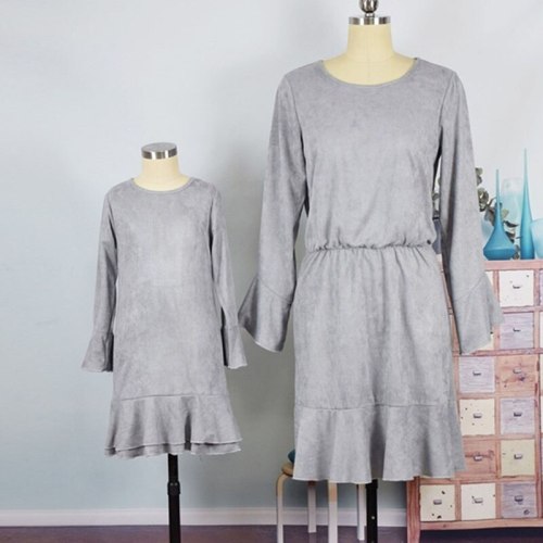Mother Daughter Family Dresses Long Flare Sleeve Mini Dress Mommy And Me Family Matching Outfits Family Look