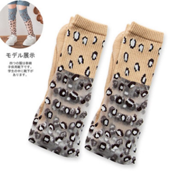 Girl Mesh Socks 4-9 Years Old Cotton Long Leopard Princess Knee Socks Kids Dance Socks
