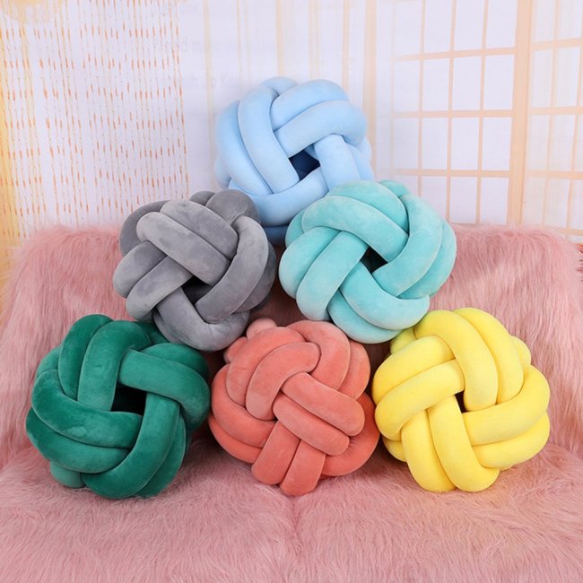 Baby Bed Bumper Knot Ball Long Handmade Knotted Braid Weaving Plush Baby Crib Protector Infant Pillow