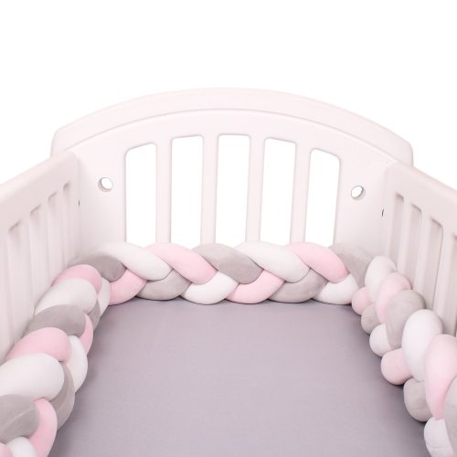 Newborn Baby Bed Bumper Pure Weaving Plush Knot Crib Bumper Kids Bed Cot Protector