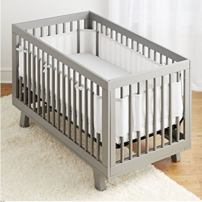 4 Sided Baby Breathable Mesh Crib Liner Infant Cot Bumper Mesh Baby Cot Sets Bed Around Protector