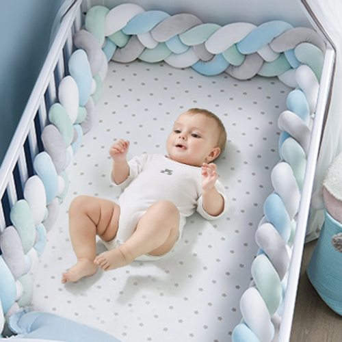1M/2M/3M Baby Crib Protector Knot Baby Bed Bumper Weaving Plus Crib Cushion Room Decor