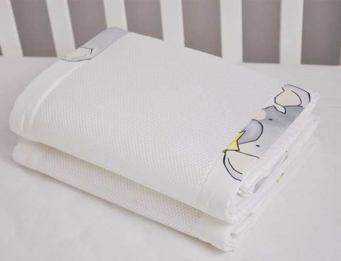 2Pcs Set Breathable Baby Bedding Bumper Collision Half Around baby bumper crib set Cotton Printing Mesh Safety Rails
