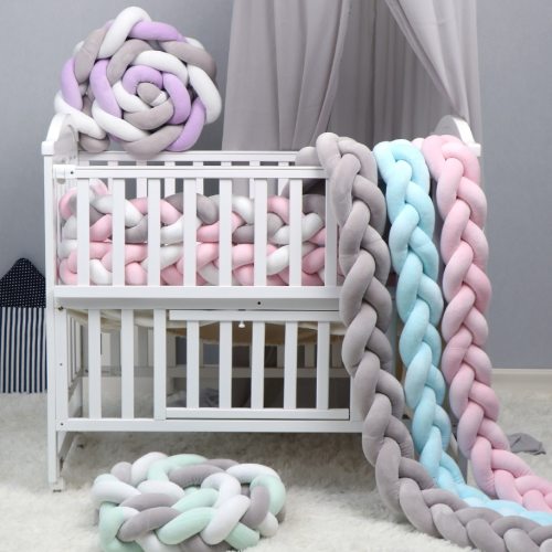 1M/2M/3M Baby Crib Protector Knot Baby Bed Bumper Weaving Plus Crib Cushion Room Decor