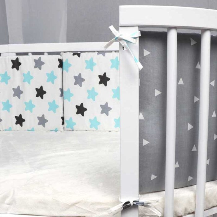 Baby Bed Bumper Print Double-faced Detachable Newborn Crib Around Cot Protector Kids Room Decor