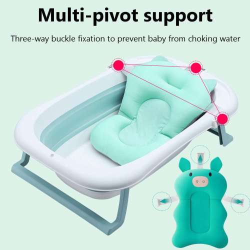 Baby Foldable Shower Bath Pad Safety Pillow Baby Bath Tub Seat Mat Newborn Anti-Slip Soft Support Cushion Mats