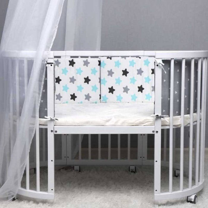 Baby Bed Bumper Print Double-faced Detachable Newborn Crib Around Cot Protector Kids Room Decor