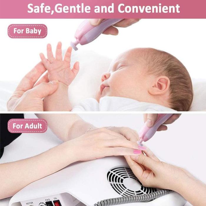 Safety Electric Baby Nail File Clippers Toes Fingernail Cutter Trimmer Manicure Pedicure Care Tool Set