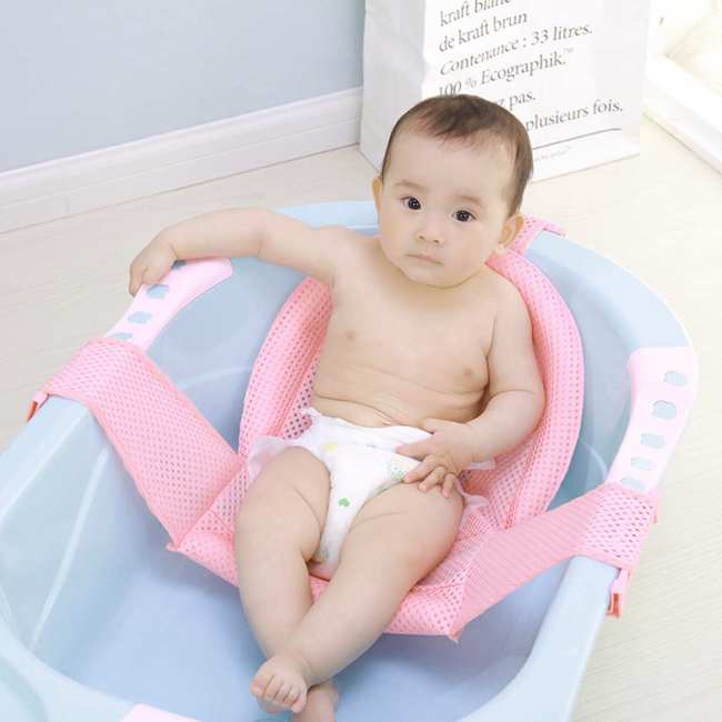 Baby Adjustable T Shape Bath Seat Support Net for Bathtub Safety Support Seat