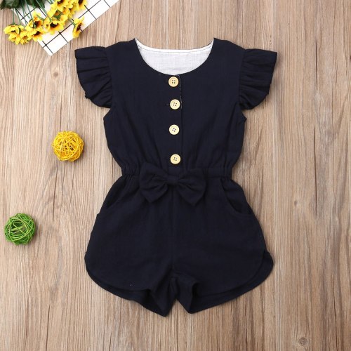 Baby Girls Ruffles Sleeve Romper Kids One Piece Jumpsuit Outfits Toddler Clothes Sunsuit