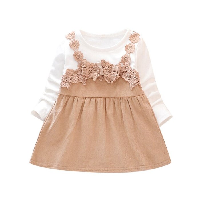Dress Infant Baby Clothes Girl Lace Princess Party Long Sleeve Dress Baby Girls Dresses 6M- 3T