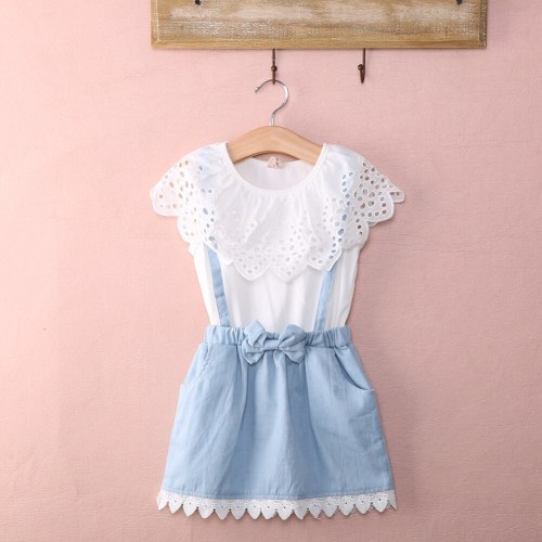 Baby Kids Girls cotton Dress Cute Princess Sleeveless Denim Tulle Bowknot High-quality Dresses