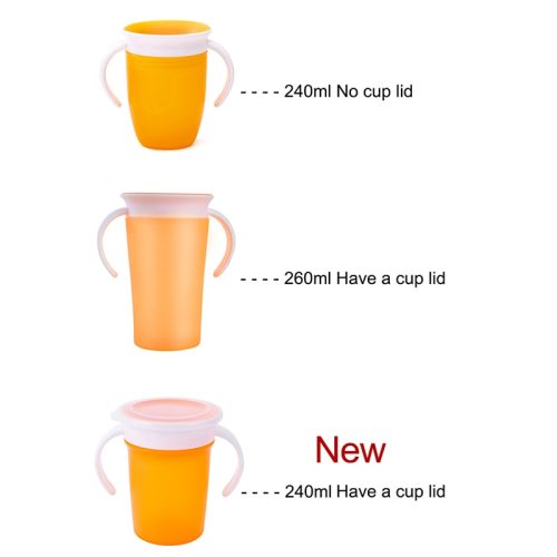 360 Degrees Can Be Rotated Baby Learning Drinking Cup with Double Handle Flip Lid Leakproof Infants Water Cups