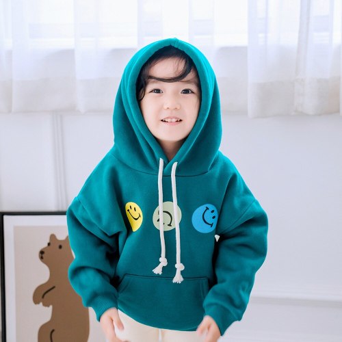 Winter Plus Velvet Hooded Family Matching Outfits Smile Couple Set Sweatshirt Parents & Children Hoodies Baby Long Romper