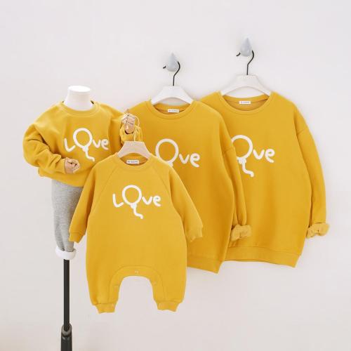 Winter Thick Plus velvet Family Matching Outfits for Family of Four Sweatshirt Plush Shirts Kids Sweatshirts