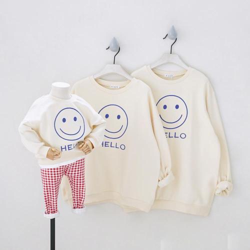 Hello Smile Face Dojhonkids Parent-Child Tees Clothing Fashion Family Matching T-Shirts Outfits Sweatshirts for Family Suits