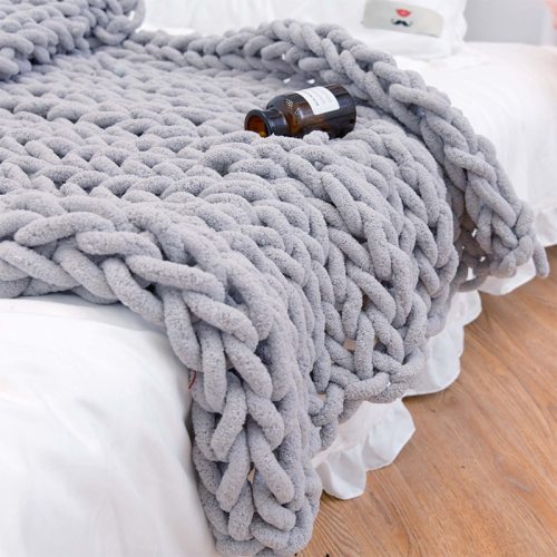 Chunky Knitted Blanket Weaving Blanket Mat Throw Chair Decor Warm Yarn Knitted Blanket Home Decor For Photography