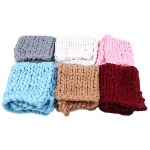 High Quality Hand-knitted Wool Crochet Baby Blanket Newborn Photography Props Chunky Knit Blanket